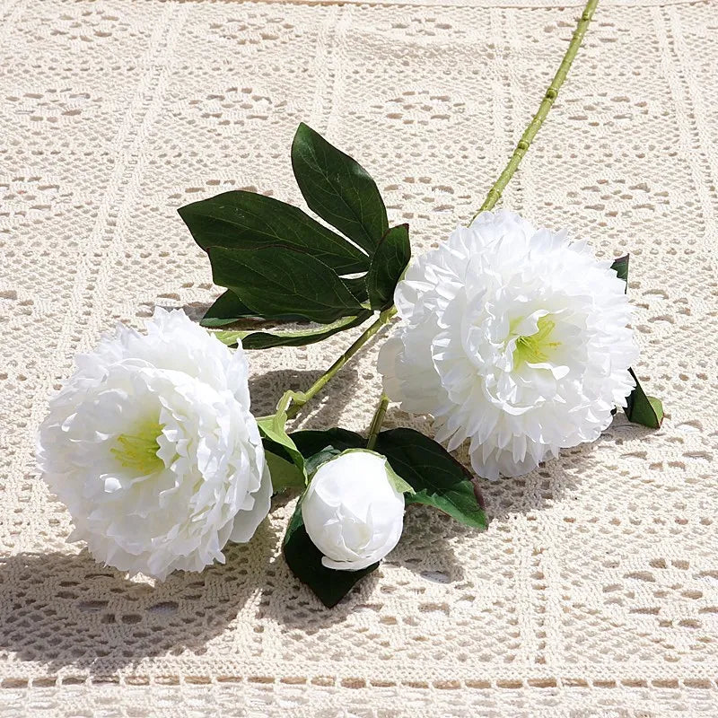 bouquet artificiel pivoine blanc rose clair fleurs naturel decoration intérieure mariage anniversaire