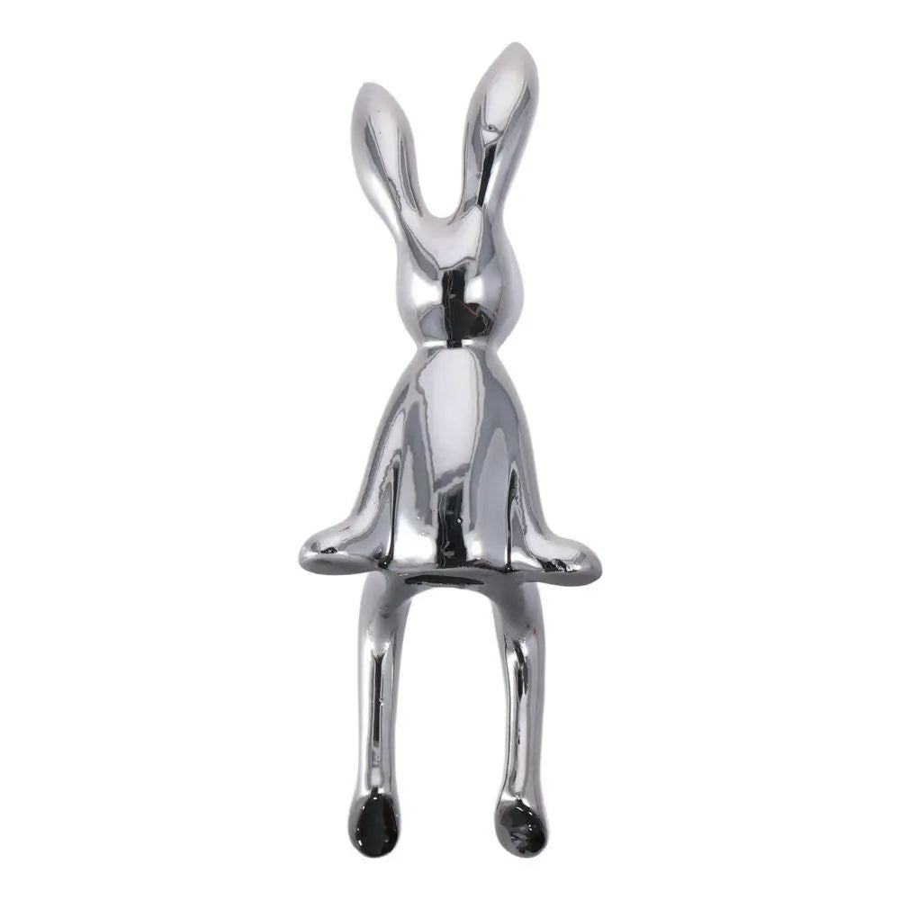 statue lapin or argent iridescent moderne contemporain minimaliste lisse brillant opacité 21cm decoration maison