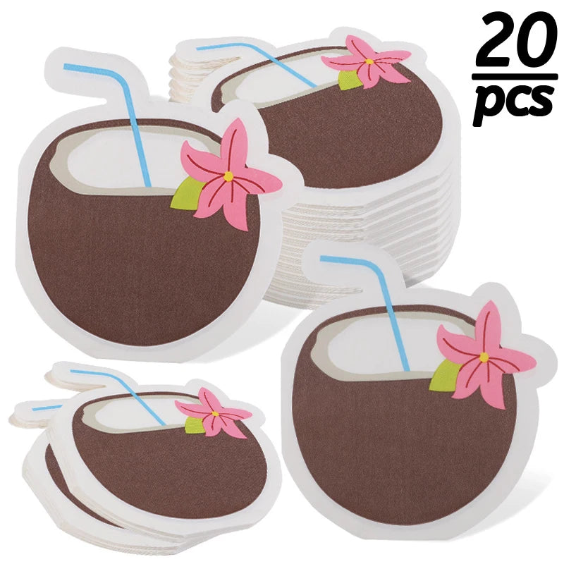 serviettes papier motif tropical festives anniversaire mariage fete cocotier fleurs glacées donuts