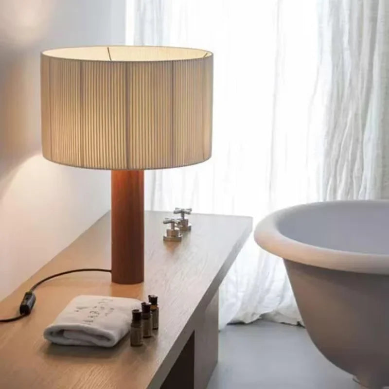 lampe table moderne or bois plissée sans grille opaques led 3000k 6000k