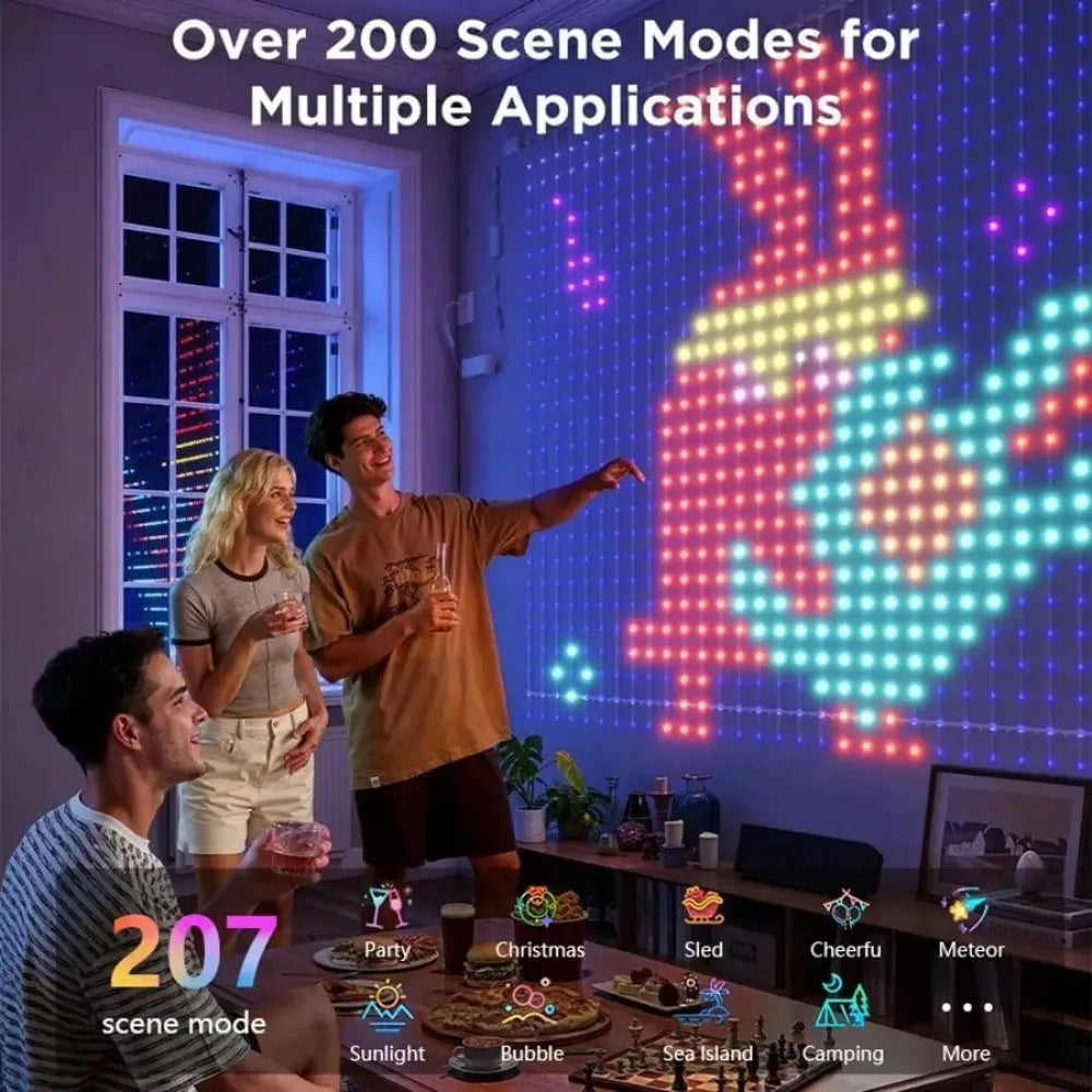 rideau lumineux led multicolore pixel art noel clips g4 application mobile dynamique
