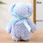 serviette ours peluche fourrure douce marron rouge blanc rose bleu clair beige jaune clair
