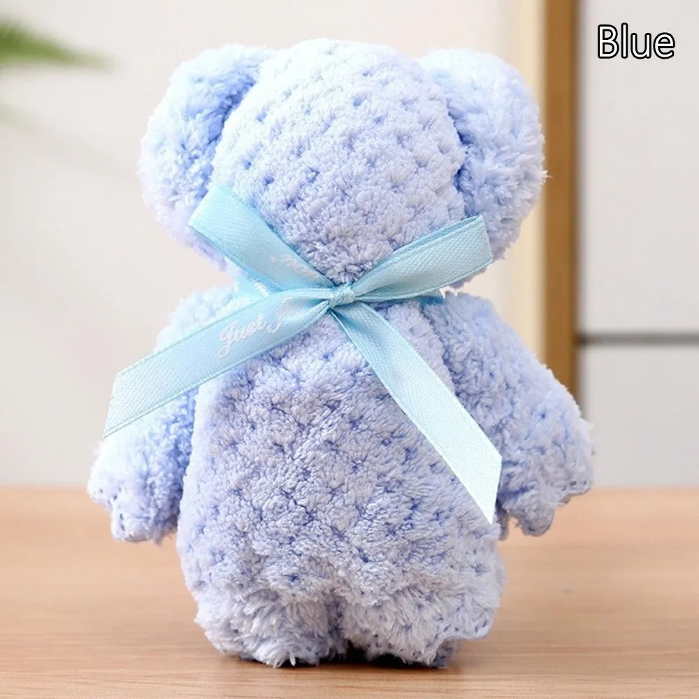 serviette ours peluche fourrure douce marron rouge blanc rose bleu clair beige jaune clair