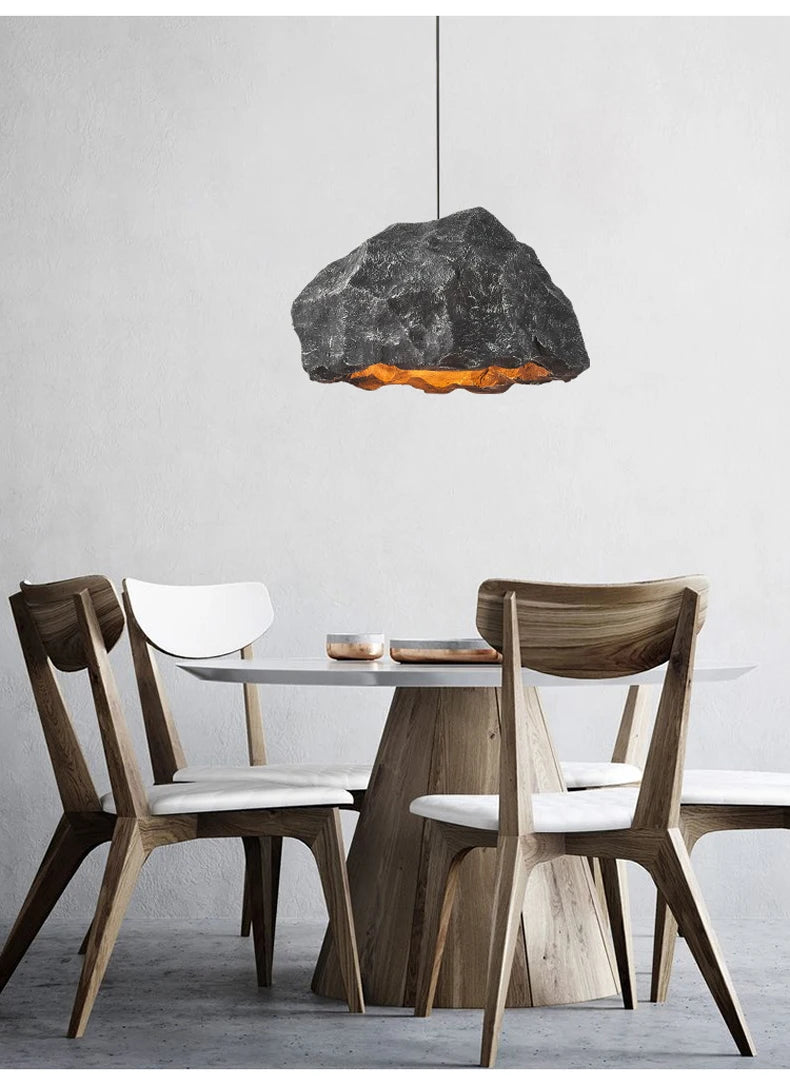 Suspension lumineuse moderne pierre irrégulière gris brun blanc