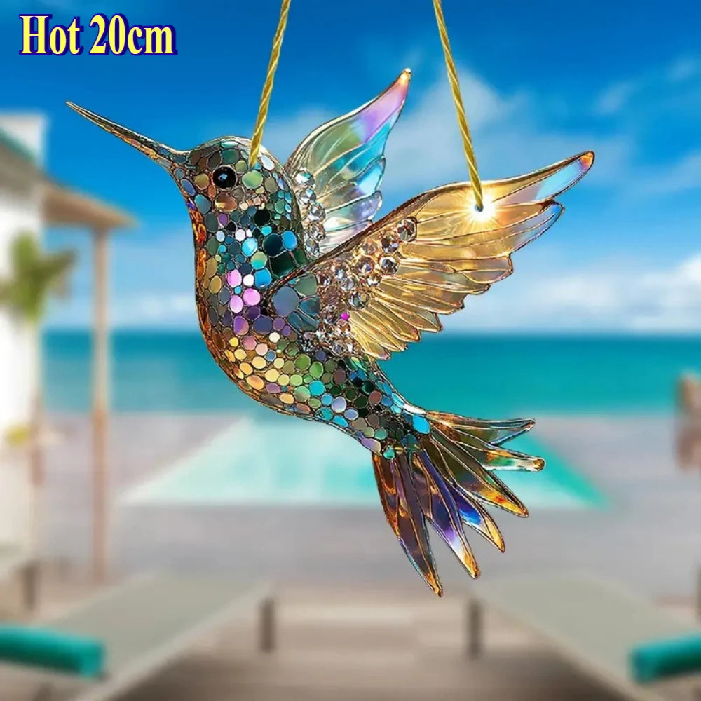 colibri suspendu mosaïque artisanale couleurs vives intérieur décoration ornement maison chambre