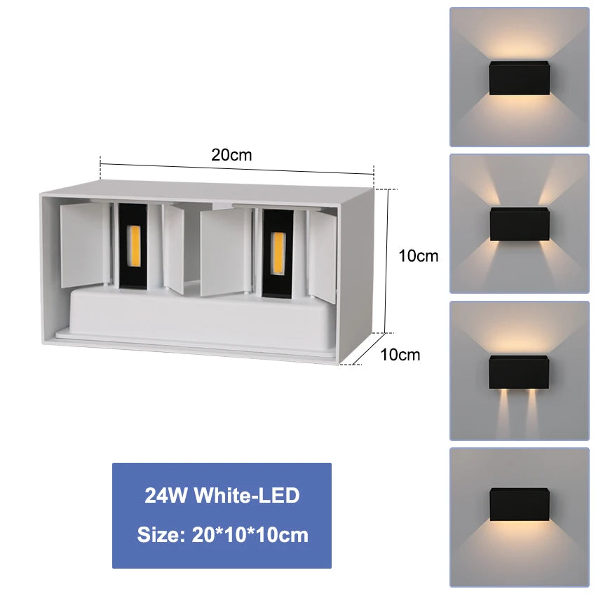 lampe murale led moderne 12w 24w blanc noir aluminium contemporain fixée vis adjustable