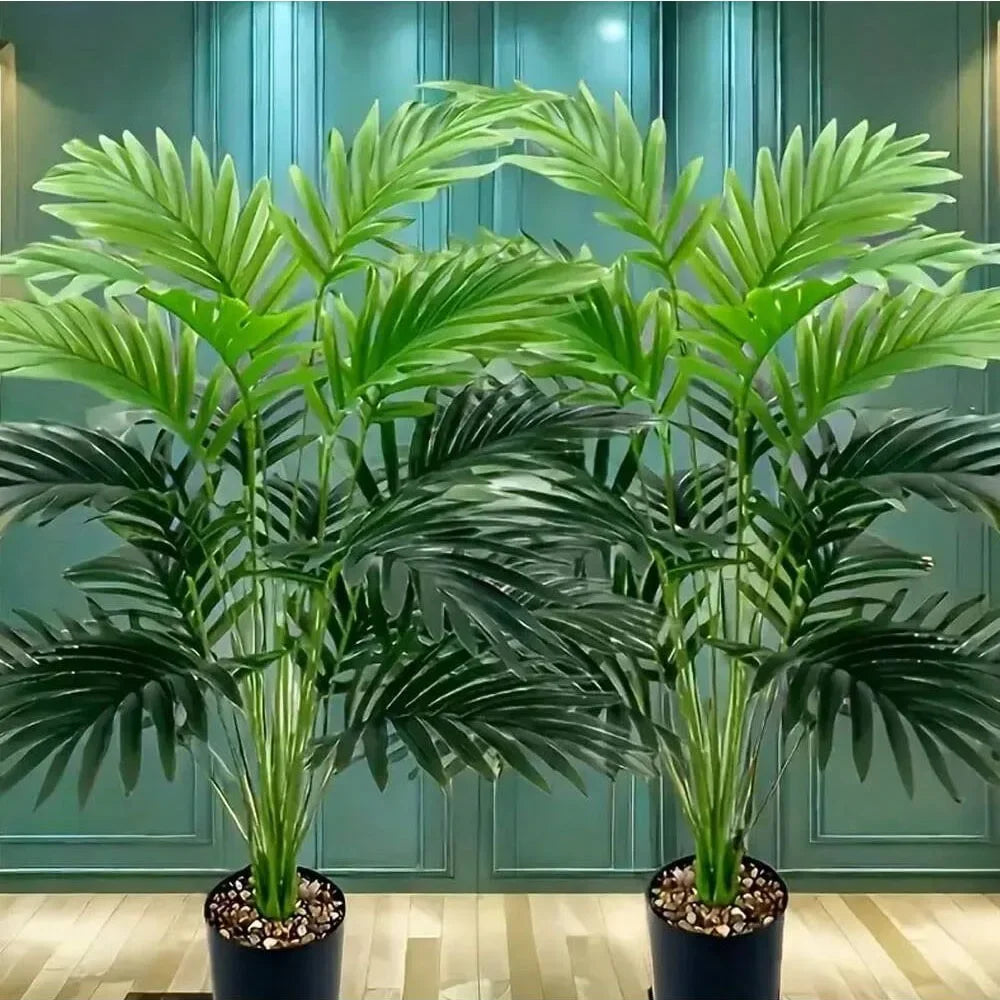 plantes artificielles palmiers feuilles vertes modernes decoration exterieure arbre artificiel pot opaques 68cm 83cm