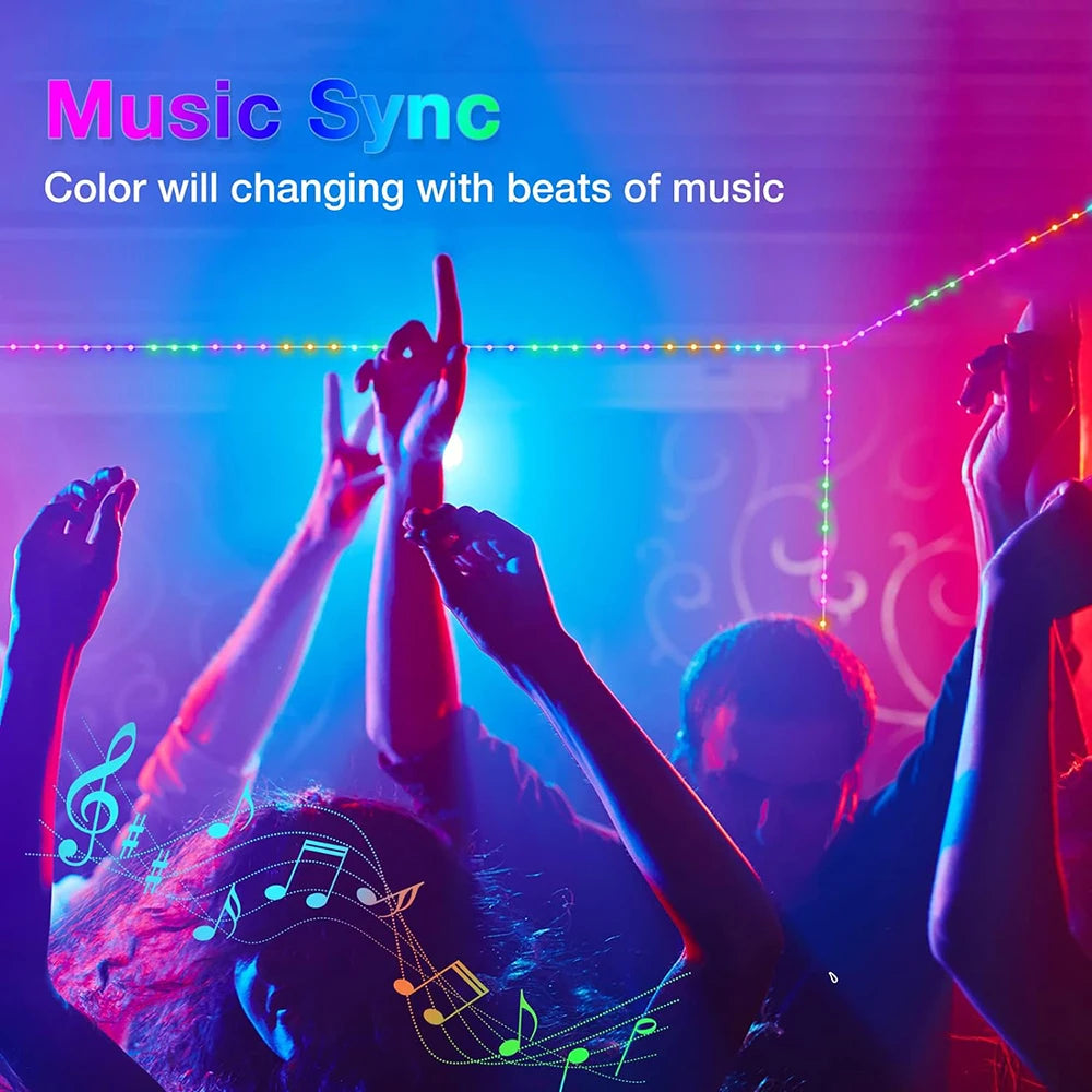 Guirlande LED 10M installée autour d'une fenêtre pour décoration