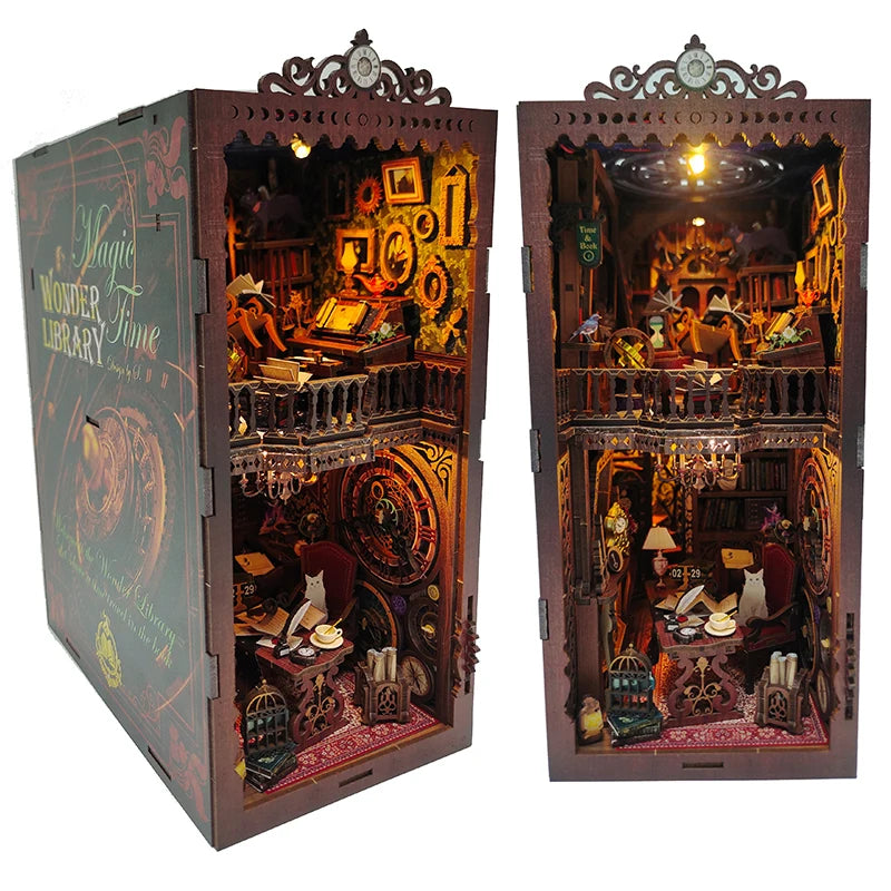 Kit serre-livres en bois lumineux orange