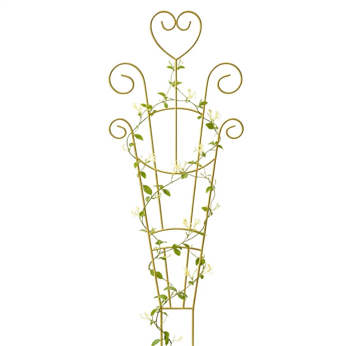 support métallique or treillis fleuri plantes grimpantes clematis vintage jardin déco