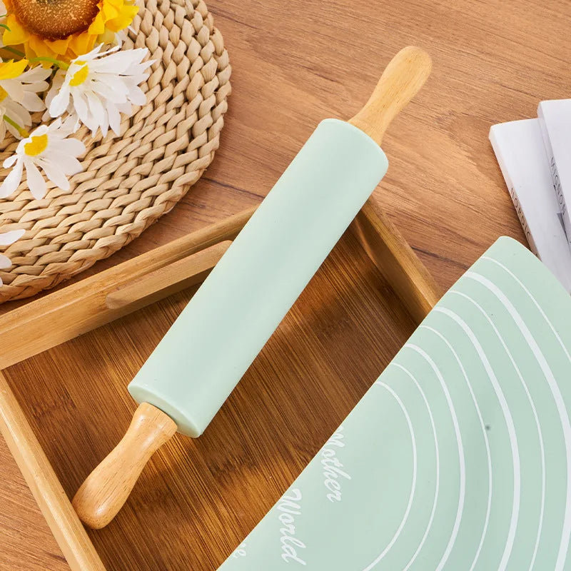 tapis rouleau pâte silicone vert pastel lignes graduées blancs planche moderne cuisine pâtisserieoutilculinaire