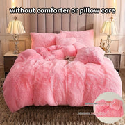 housse couette peluche rose vif taies oreiller fourrure texturée moderne chambre douillette