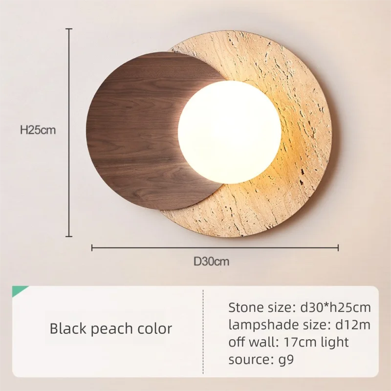 applique murale bois clair texture pierre éclairage led scandinave minimaliste fixée mur chambre coucher
