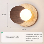 applique murale bois clair texture pierre éclairage led scandinave minimaliste fixée mur chambre coucher