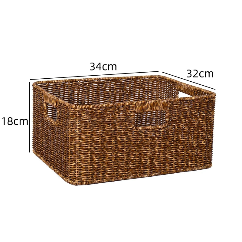 panier rangement rotin marron clair rustique salle bain salon