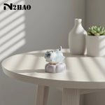 figurine chat résine blanc bleu rose vert artisanale moderne décoration maison collection cadeau