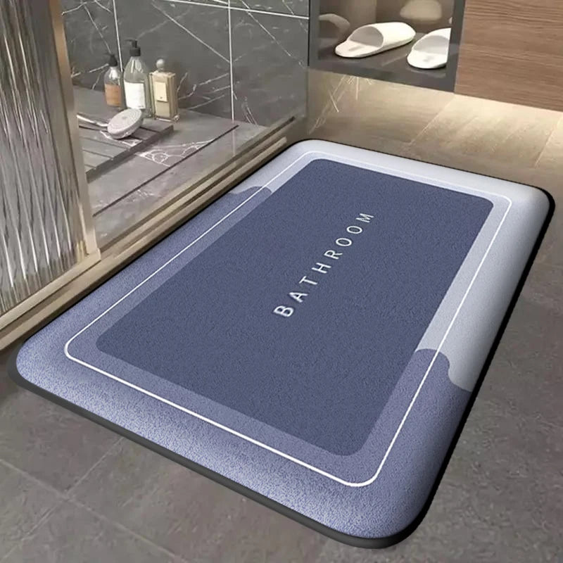 tapis bain moderne gris motif BATHROOM texture douce absorbant rapide antidérapant polyester