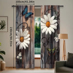 rideau fleurs papillons rustique couleurs naturelles inclusion deux pièces polyester