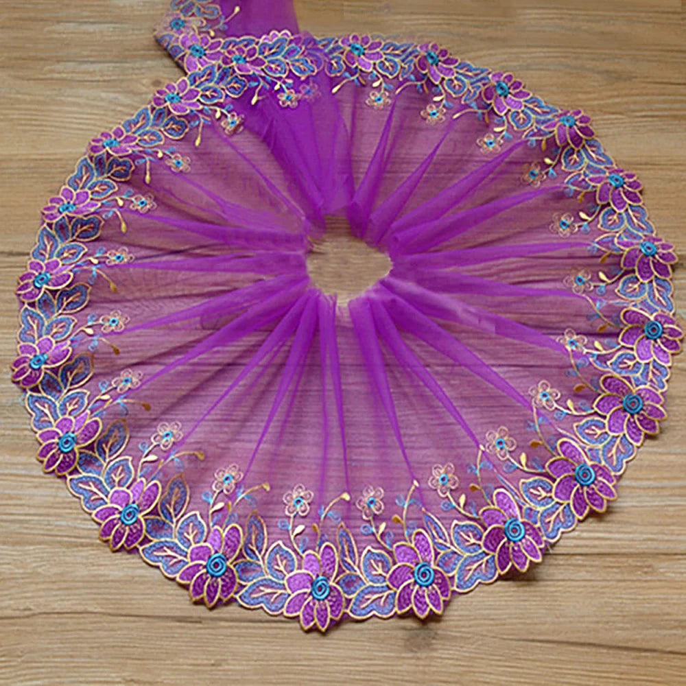 jupe violette broderie florale élégante polyester mariage 21cm large opaquement