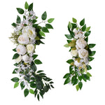 guirlande florale artificielle romantique rose pivoine feuilles vertes intérieur décoration maison anniversaire mariage