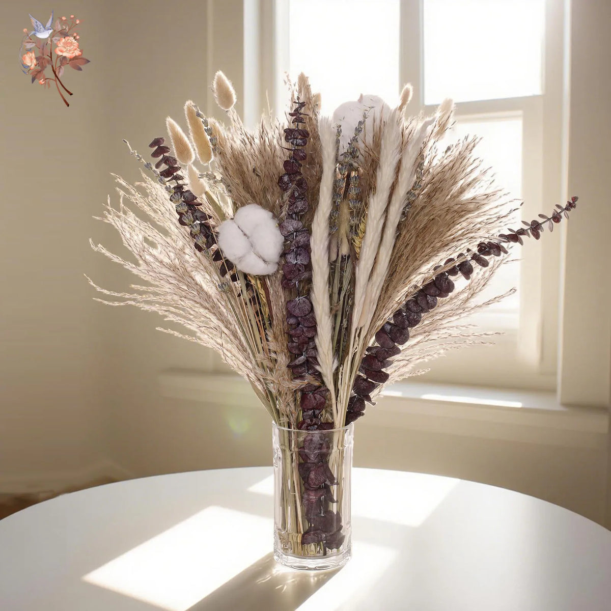 bouquet fleurs séchées naturelles décoration maison anniversaire mariage rustic beige violet
