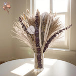 bouquet fleurs séchées naturelles décoration maison anniversaire mariage rustic beige violet
