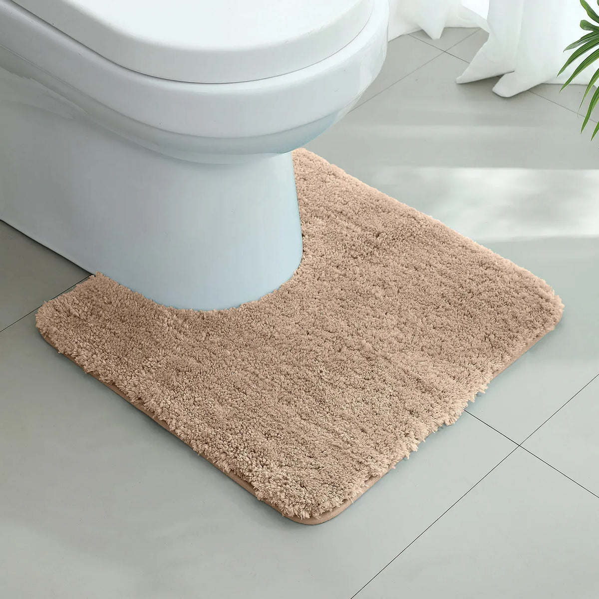 tapis bain moderne gris rose peluche épaisse antidérapant respectueux environnement 50x50cm