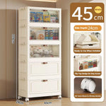 meuble rangement modulable pliable blanc rayures verticales moderne roulettes almacenamiento eficiente