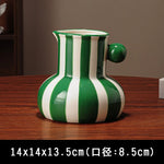 vase céramique rayures vert blanc rouge bleu jaune moderne poignée décoration maison