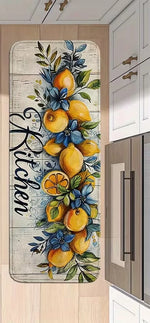 tapis cuisine antidérapant citron feuilles kitchen extérieur polyester rustique vintage