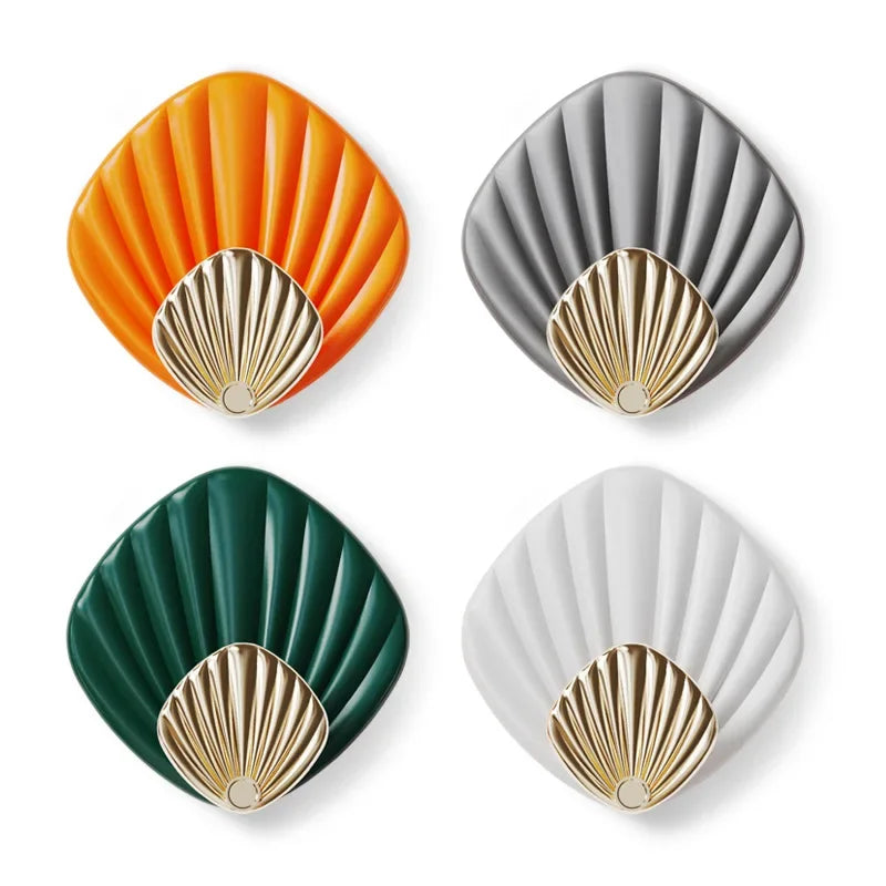 porte serviettes adhésifs coquillage moderne blanc gris orange vert salle bains cuisine
