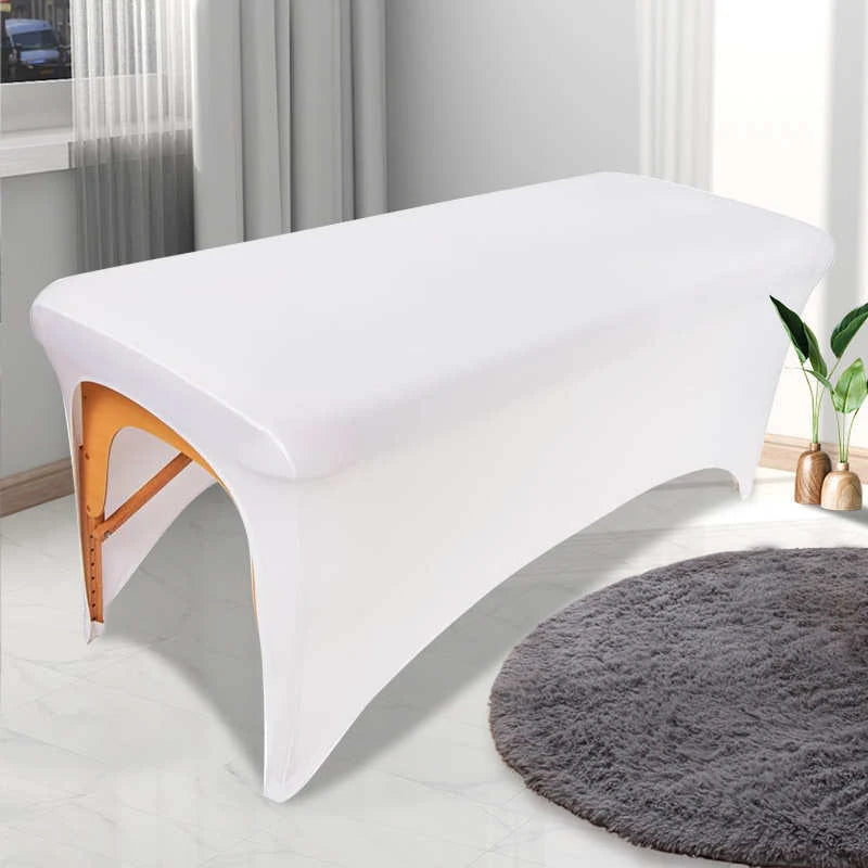 housse table extensible spandex polyester coton noir blanc rose bleu marine uni moderne clips