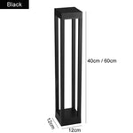 lampe extérieure led moderne noir gris rayures verticales ip65 12x12cm 60cm 40cm