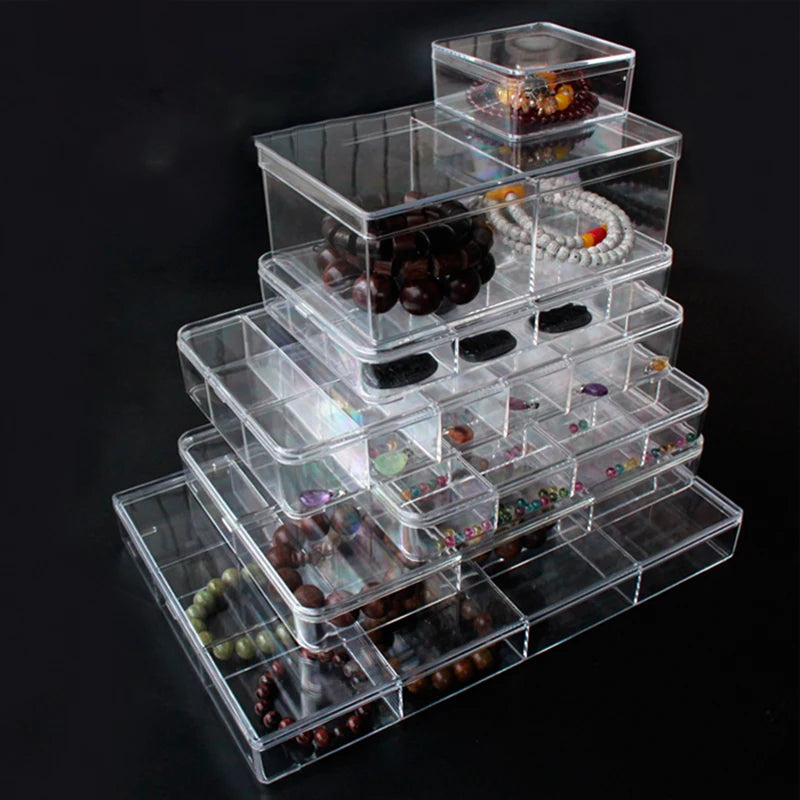 boîtes rangement bijoux transparentes modernes réutilisables pliables compartimentées petites artisanat objets