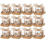 bougies poser blanc motif papier kraft fleurs blanches étiquette cœur rustique mariage remerciement 12