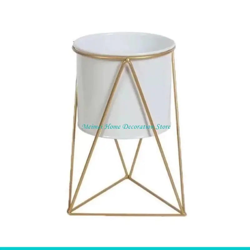 pots fleurs métal noir rose blanc moderne géométrique présentoir plantes décoration intérieure succulentes ornement