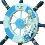 volant bateau bois blanc bleu marine decor nautique rayures filet peche oiseau boule etoile