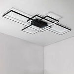 plafonnier moderne minimaliste noir blanc rectangles superposés géométrique opaqué luminaire salon chambre