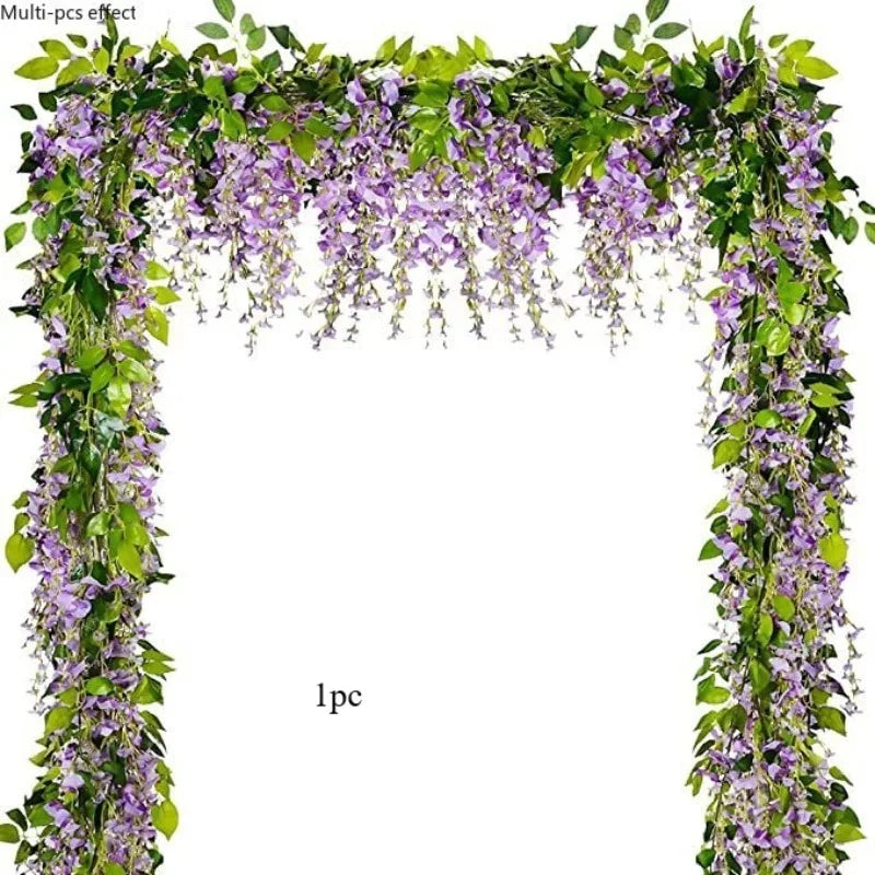 guirlande artificielle fleurs violet vert mariage romantique décoration intérieure événement anniversaire