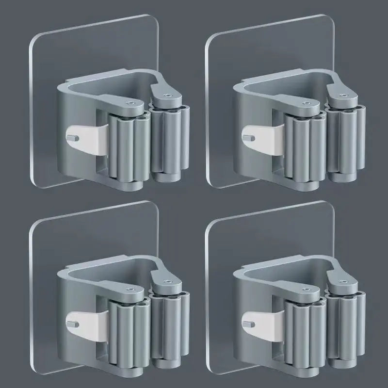 porte balai mural adhésif blanc gris support nettoyage multiple PVC respectueux environnement fixe mur