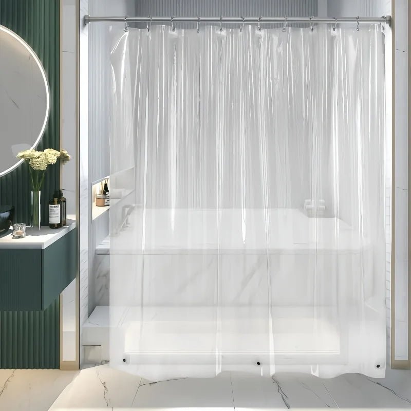 rideau douche transparent moderne plis verticaux aimants lestés 180x200cm écologique imperméable