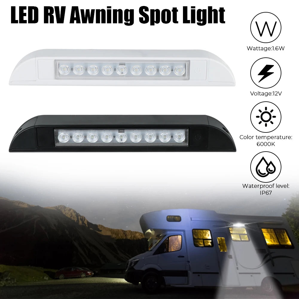 spots led camping car blanc noir minimalistes modernes interrupteur tactile 12v efficient lumièreextérieur