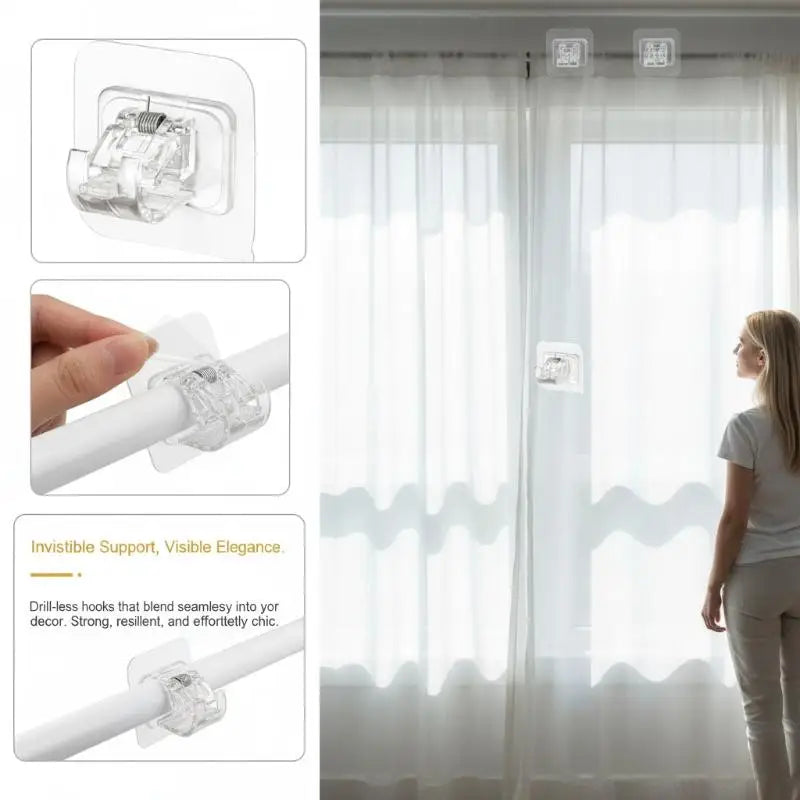crochets suspension rideau adhésifs transparents modernes clips fixations porte minimalistes