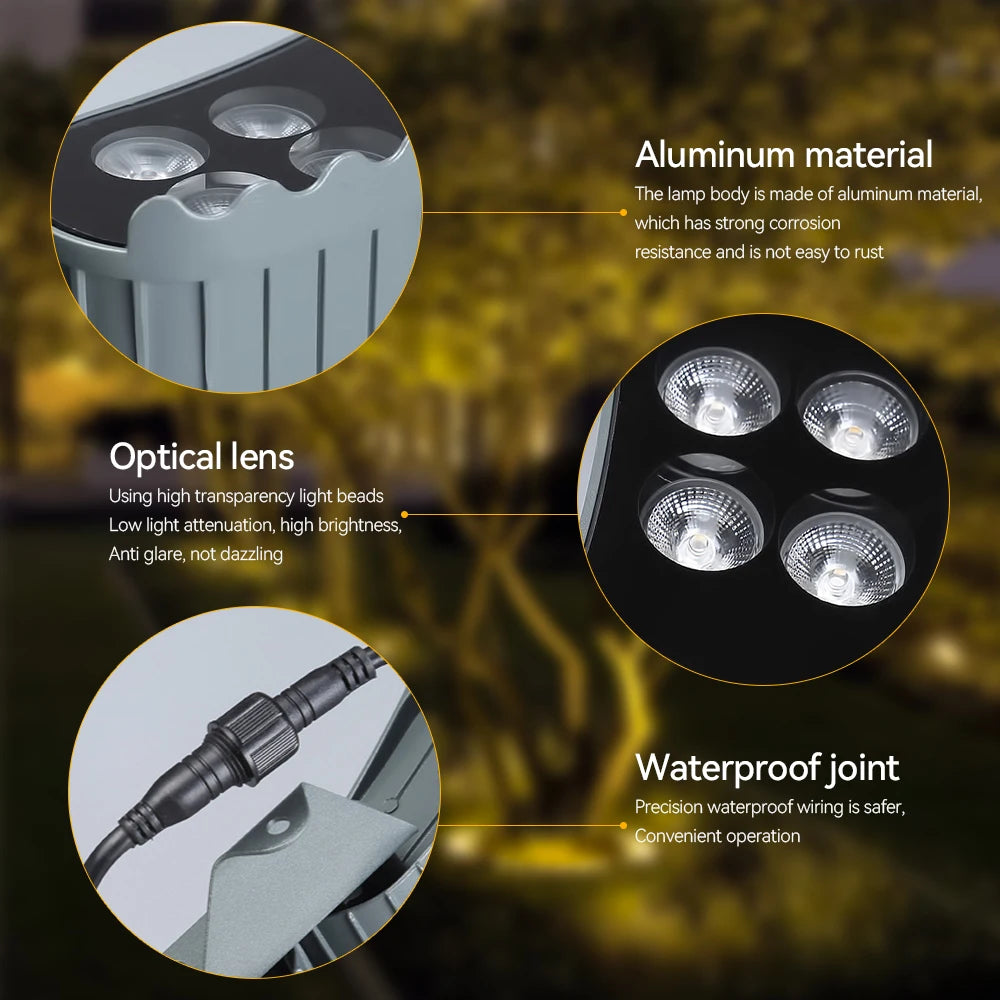 lumière solaire led gris moderne têtes ip65 points lumineuxextérieur autonomecable connecteur220v12w