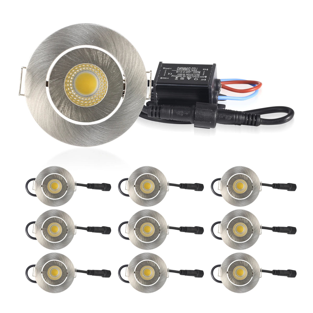 projecteur led spot argent noir ip65 dimmable 3w moderne fixe adaptateur connecteur interrupteur
