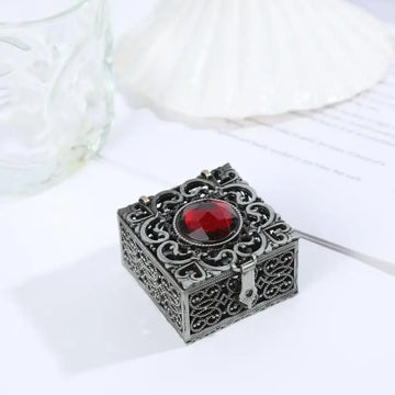 boîtes bijoux or noir argent ornements floraux poignée métallique couleur vintage baroque