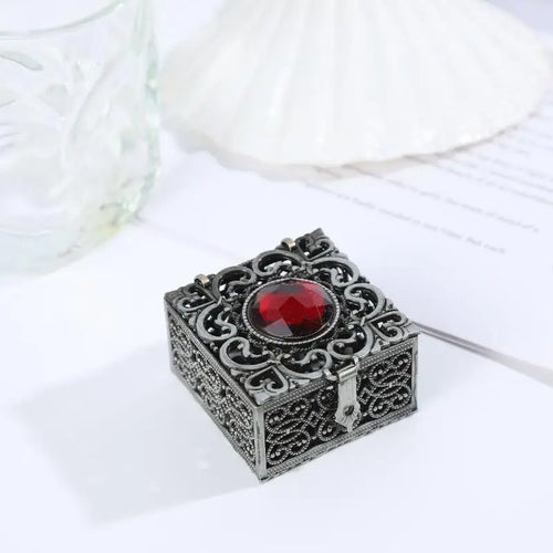 boîtes bijoux or noir argent ornements floraux poignée métallique couleur vintage baroque