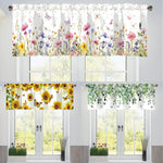 rideau floral printemps tournesol eucalyptus sauvage fleuri décoration fenêtre cuisine chambre semi transparent polyester