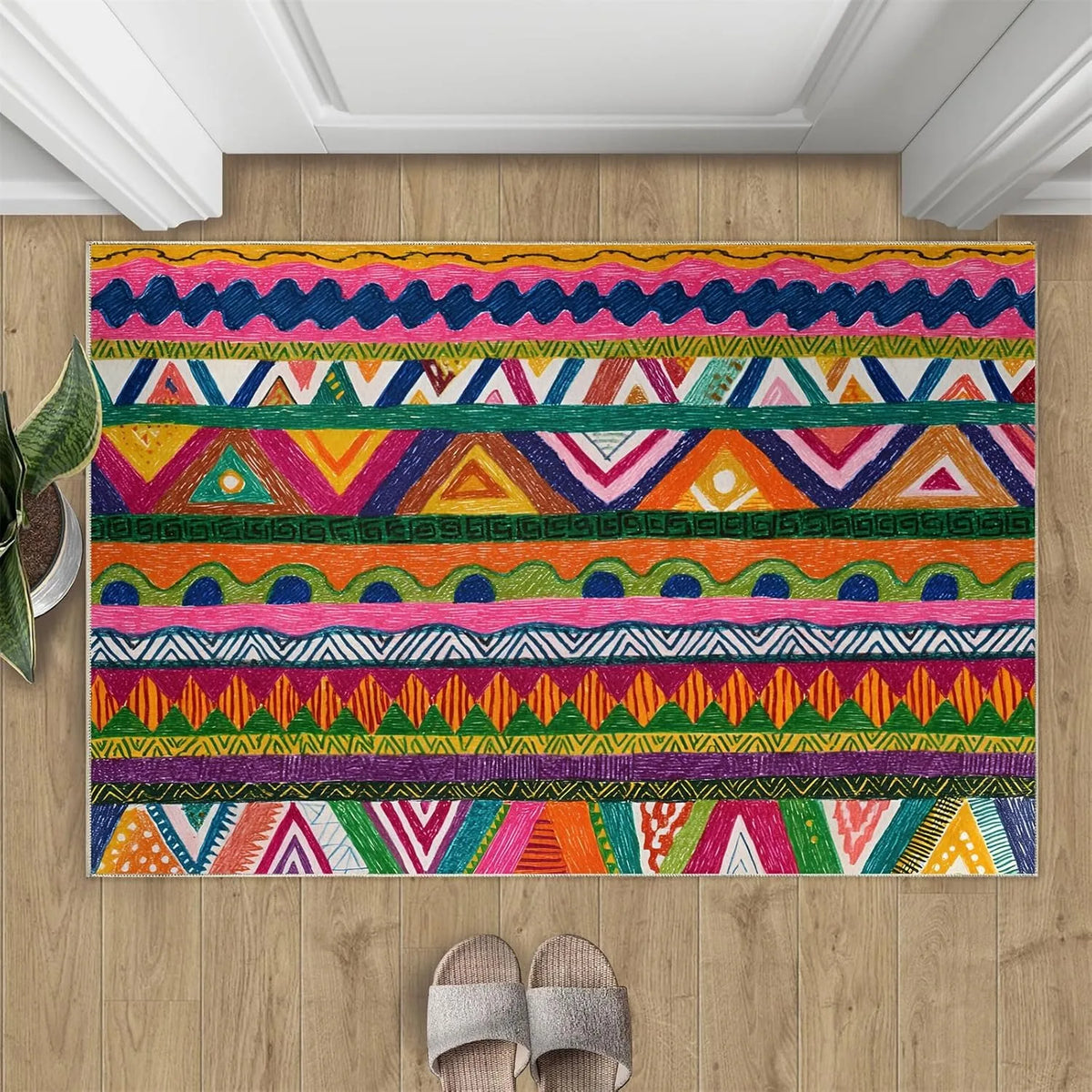 tapis géométrique multicolore moderne bohème antidérapant 30x50cm 40x60cm 50x80cm salon