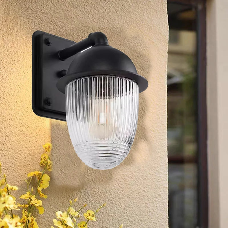 lampe murale transparente noir classique éclairage extérieur verre trempé rayures verticales électronique led vis